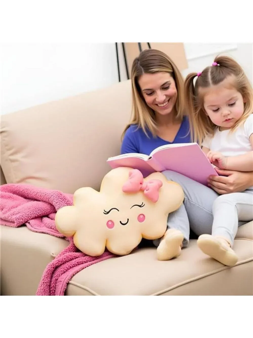 Pink Cloud Shaped Plush Throw Pillow Soft Cushion Decorative Bed Sofa Room Decor